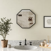 Modern Octagon Wall Mounted Mirror Metal Framed Vanity Mirror for Living Room Bathroom